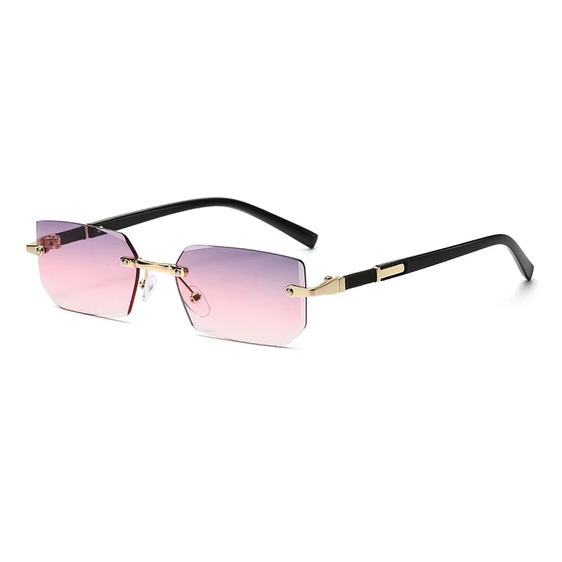 DRAVEN — Rimless Rectangle Sunglasses – Trendy Retro Look