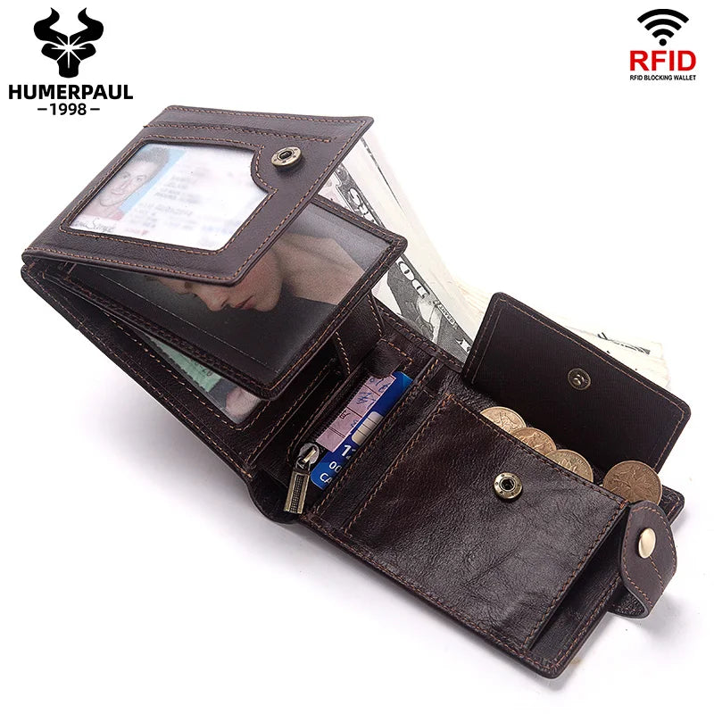 Genuine Leather Slim Wallet Men Minimalist RFID Design – Elegant Men's Accessory | Accessorio Uomo Elegante