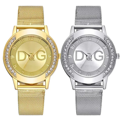 Golden Radiance – 2025 Women’s Diamond Watch with Mesh Strap & Digital Design – Elegant Men's Accessory | Accessorio Uomo Elegante
