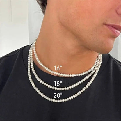 Handmade Pearl Bead Necklace – Trendy Unisex Jewelry for Men and Women – Elegant Men's Accessory | Accessorio Uomo Elegante