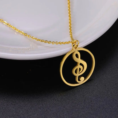 Treble Clef Music Note Necklace – Silver Pendant Chain for Men and Women