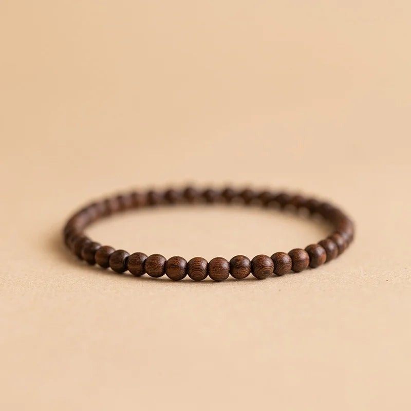 Natural Sandalwood Beaded Bracelet – Elegant Men's Accessory | Accessorio Uomo Elegante