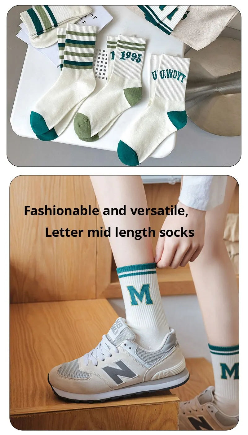 DRAVEN — 5 Pairs Women's Striped Socks – Cute Harajuku Street Style