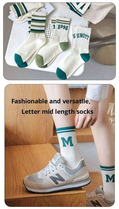 5 Pairs Women's Striped Socks – Cute Harajuku Street Style