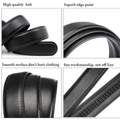 Luxury Automatic Buckle Belt Men Black Leather Design – Elegant Men's Accessory | Accessorio Uomo Elegante