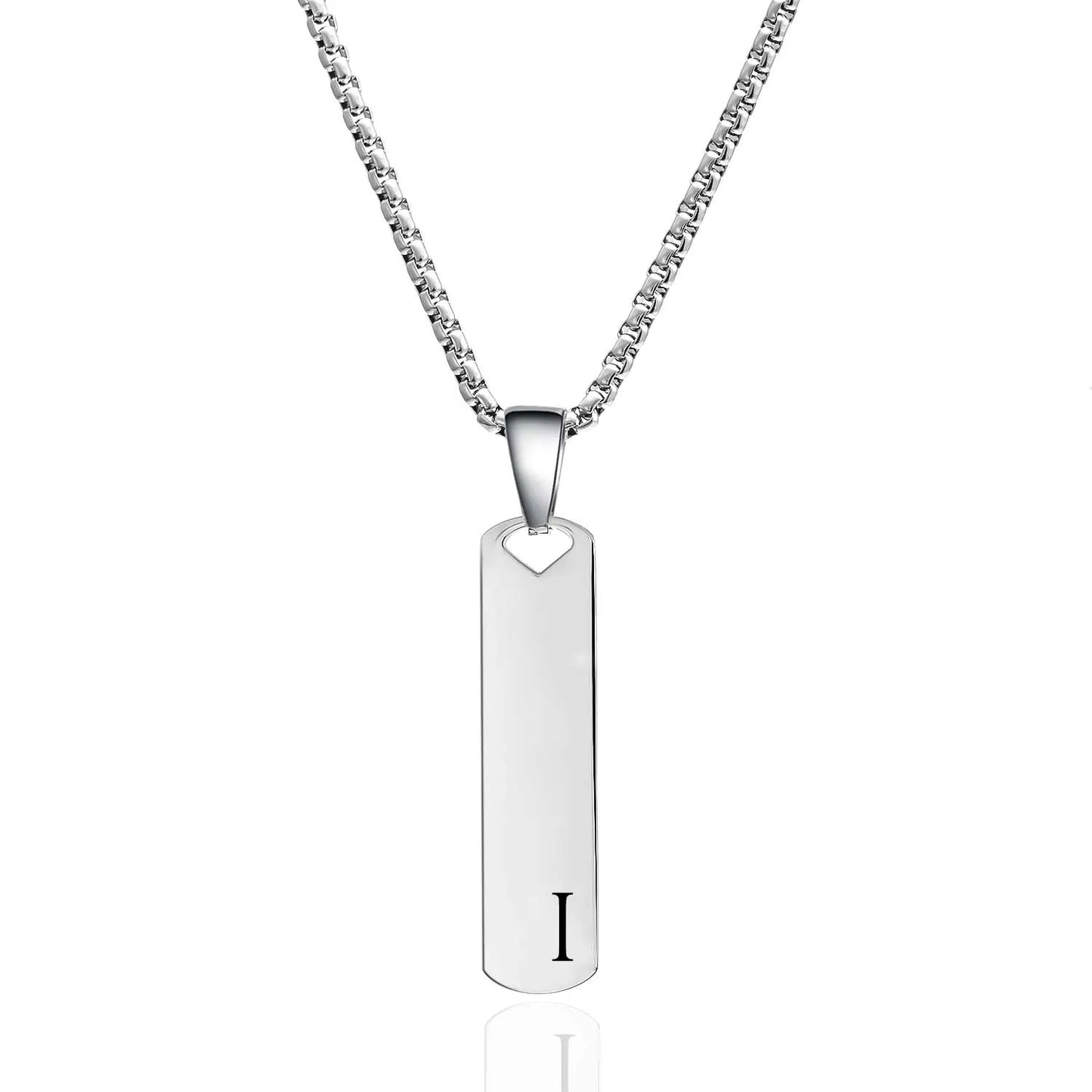 DRAVEN — Stainless Steel Initial Bar Necklace – A–Z Alphabet Pendant Jewelry for Men and Women