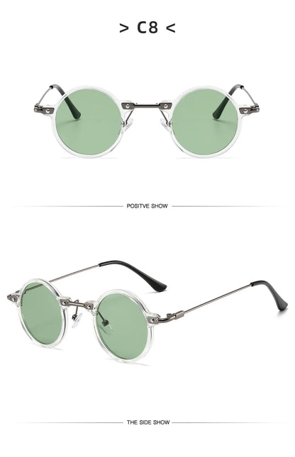 Round Metal Sunglasses – Retro Steampunk Design – Elegant Men's Accessory | Accessorio Uomo Elegante