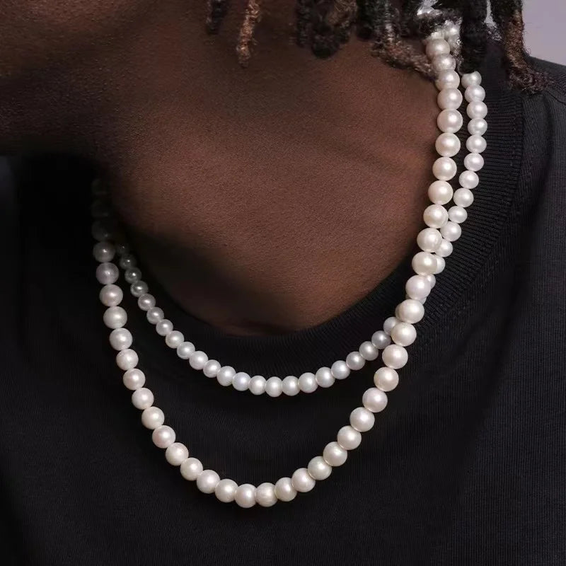 DRAVEN — Handmade Pearl Bead Necklace – Trendy Unisex Jewelry for Men and Women