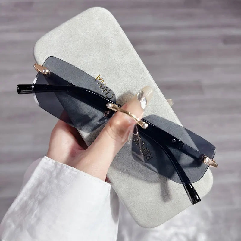 DRAVEN — Rimless Square Sunglasses – Blue Light Protection