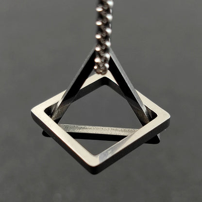 Geometric Triangle Couple Necklace – Stainless Steel Jewelry for Men and Women