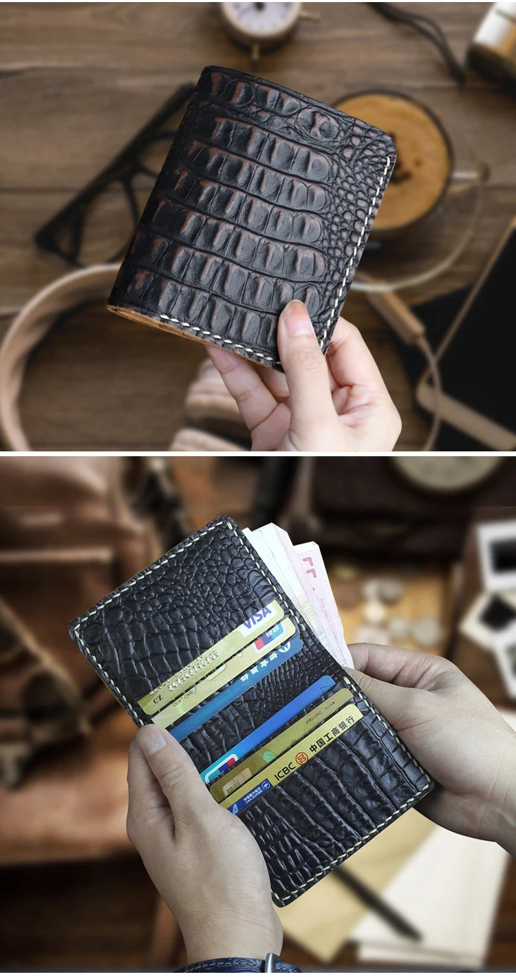 DRAVEN — Handmade Genuine Leather Bifold Wallet Unisex Short Card Holder