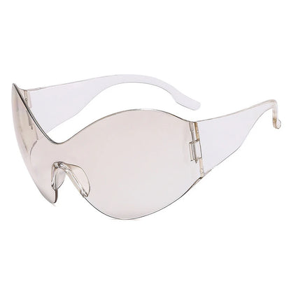 Rimless Wrap Sunglasses – Futuristic Shield Style – Elegant Men's Accessory | Accessorio Uomo Elegante