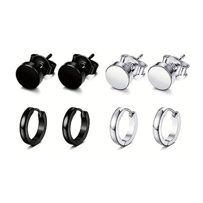 Black Stainless Steel Earring Set – Elegant Men's Accessory | Accessorio Uomo Elegante
