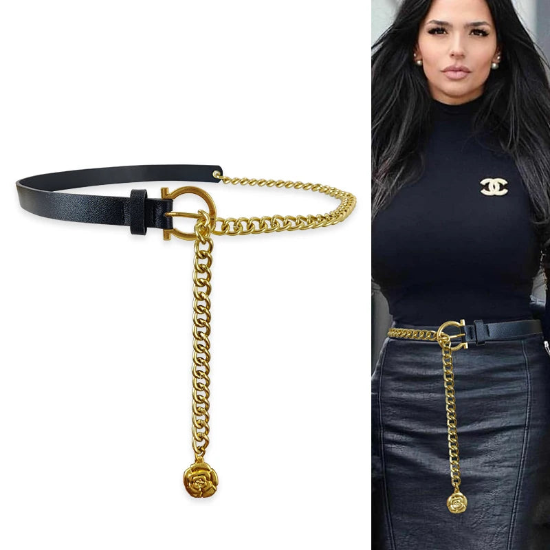 Luxury Gold Chain Belt Women Floral Adjustable Design – Elegant Men's Accessory | Accessorio Uomo Elegante
