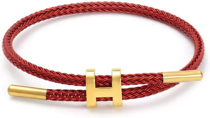 14K Gold-Plated Wire Rope Charm Bracelet – Elegant Men's Accessory | Accessorio Uomo Elegante