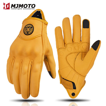 Retro Leather Motorcycle Gloves – Unisex Summer Biker Style