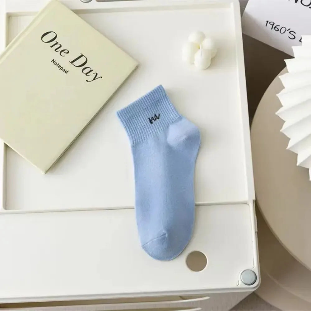 DRAVEN — 5 Pairs Letter Print Short Socks – Soft & Breathable