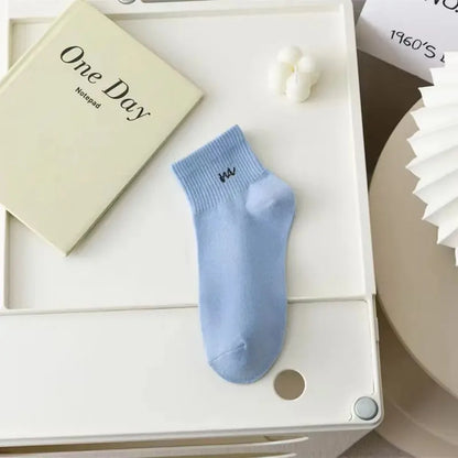 5 Pairs Letter Print Short Socks – Soft & Breathable