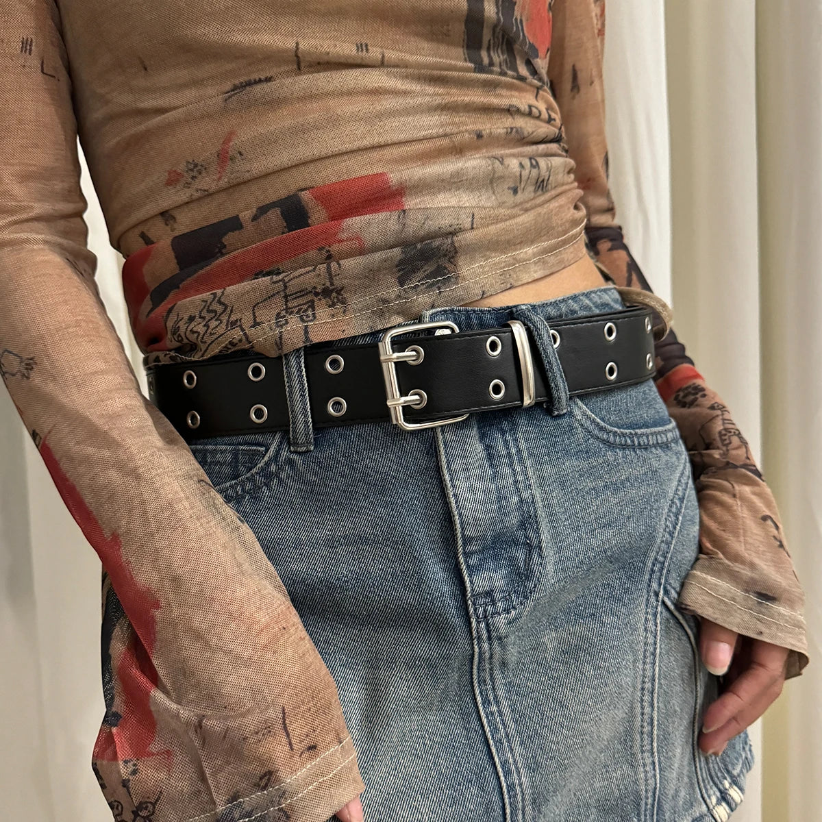 DRAVEN — Double Hole Punk Belt Unisex Y2K Rock Style