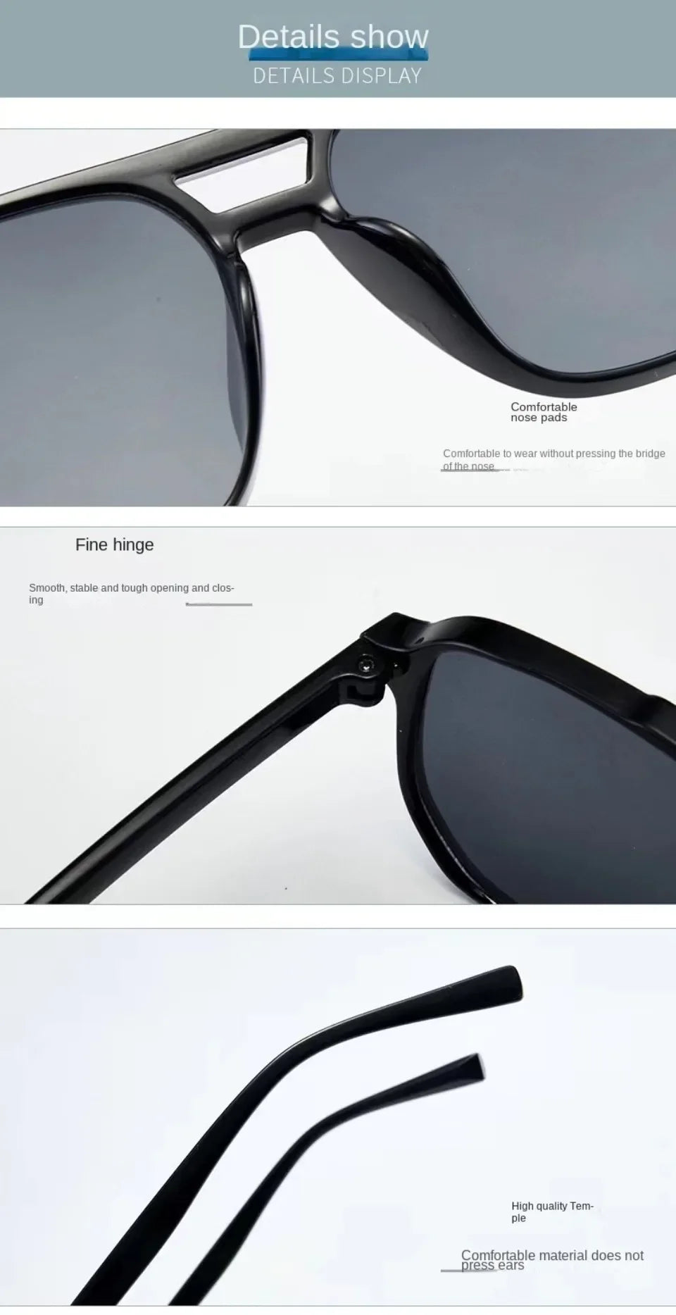 DRAVEN — Oversized Square Sunglasses – Classic Black Lens