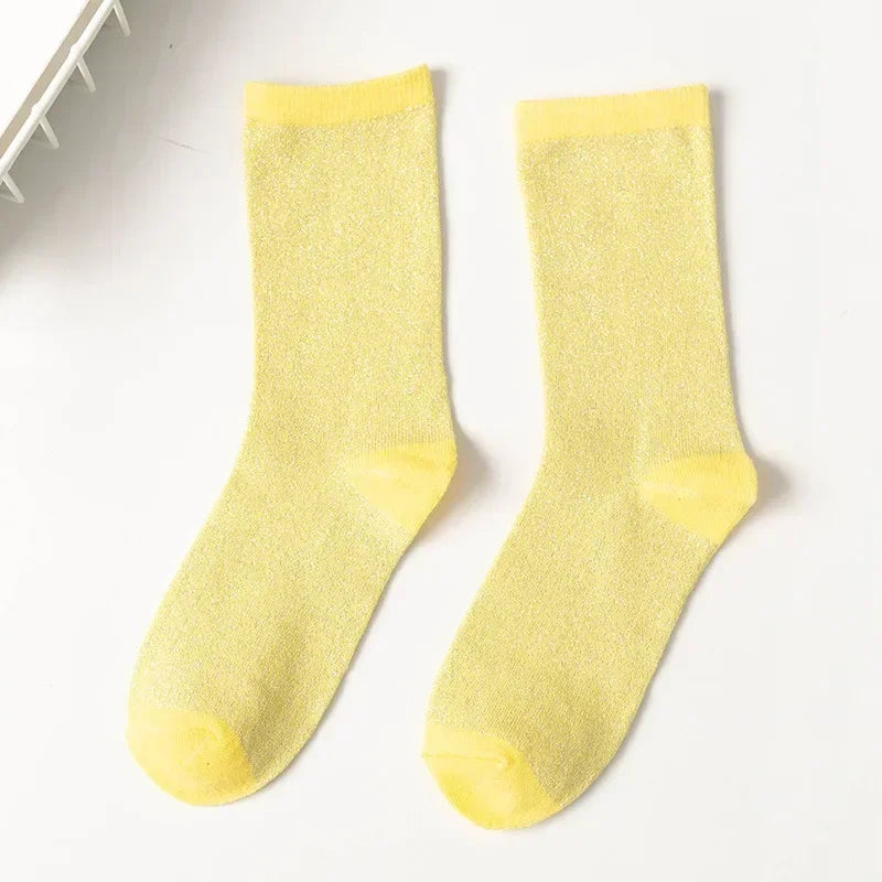 DRAVEN — Women's Glitter Silk Socks – Shiny Gold & Silver Style