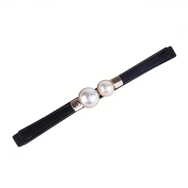 DRAVEN — Double Pearl Buckle Belt Women Elegant Thin Design