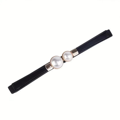 Double Pearl Buckle Belt Women Elegant Thin Design – Elegant Men's Accessory | Accessorio Uomo Elegante