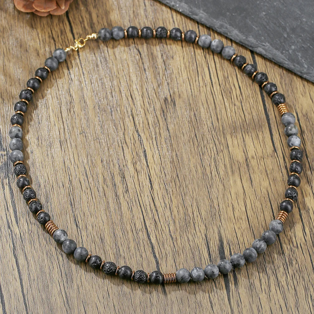 DRAVEN — Black Stone Bead Necklace – Trendy Minimalist Jewelry for Men