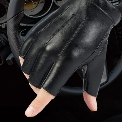 PU Leather Fingerless Gloves – Unisex Tactical Street Style