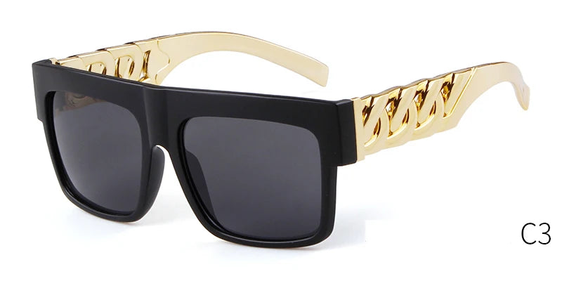 DRAVEN — Oversized Chain Sunglasses – 2025 Flat Top Retro Luxury