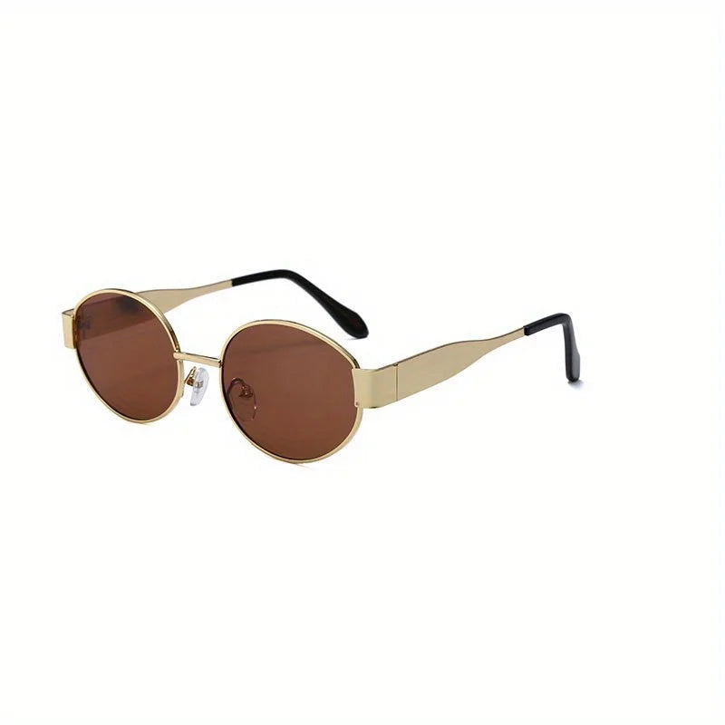Oval Metal Frame Sunglasses – Classic Retro Chic – Elegant Men's Accessory | Accessorio Uomo Elegante