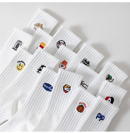 Cartoon Embroidered Socks – Unisex Harajuku Street Style
