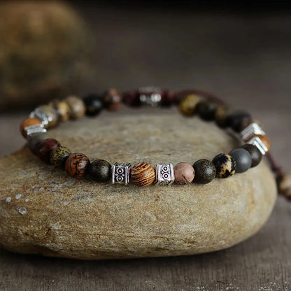 Steampunk Beaded Macrame Bracelet – Elegant Men's Accessory | Accessorio Uomo Elegante