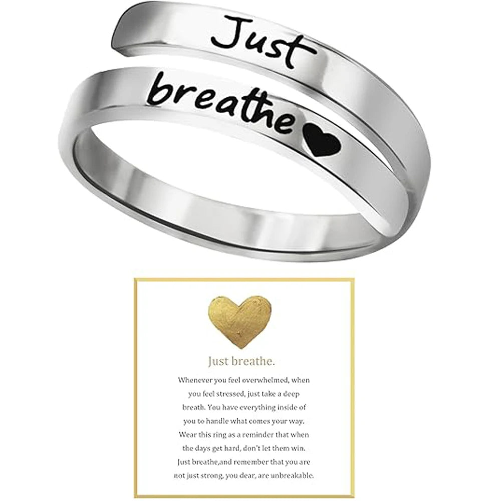 DRAVEN — Inspirational Just Breathe Stainless Steel Ring
