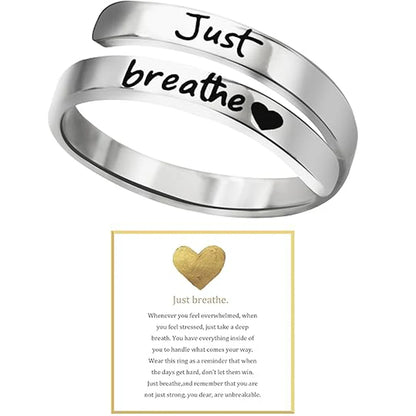 Inspirational Just Breathe Stainless Steel Ring – Elegant Men's Accessory | Accessorio Uomo Elegante