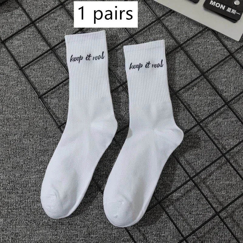 DRAVEN — Unisex Letter Street Socks – White College Style