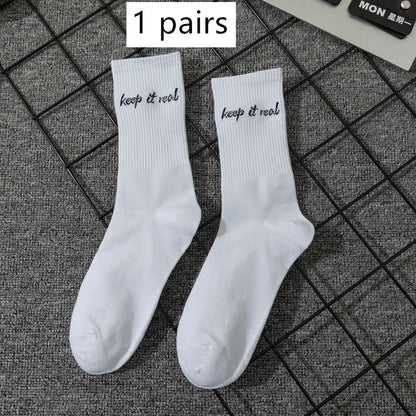 Unisex Letter Street Socks – White College Style