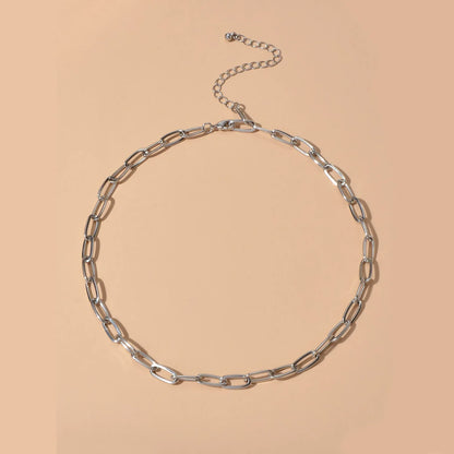 Simple Metal Link Chain Necklace – Short Fashion Choker for Women