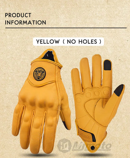 Retro Leather Motorcycle Gloves – Unisex Summer Biker Style