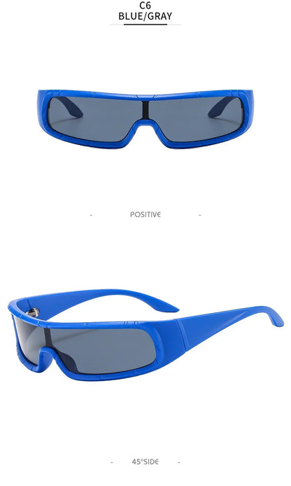 Monoblock Wrap Sunglasses – Futuristic Punk Style – Elegant Men's Accessory | Accessorio Uomo Elegante