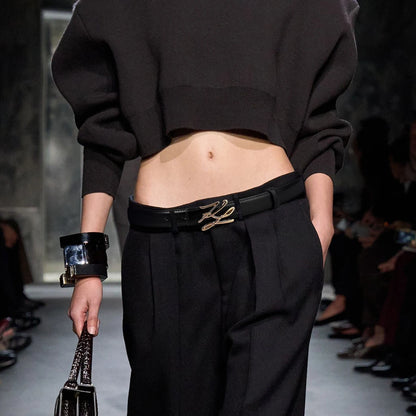 Women's PU Leather Belt Linear Letter Alloy Buckle – Elegant Men's Accessory | Accessorio Uomo Elegante