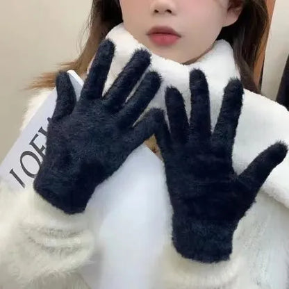Mink Velvet Winter Gloves – Plush Warm Street Style