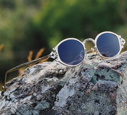 Gold Metal Sunglasses – Oval Gothic Vintage Design – Elegant Men's Accessory | Accessorio Uomo Elegante