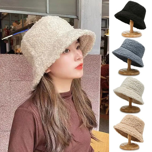 DRAVEN — Lamb Wool Bucket Hat – Unisex Harajuku Winter Style — Hats & Caps | DRAVEN
