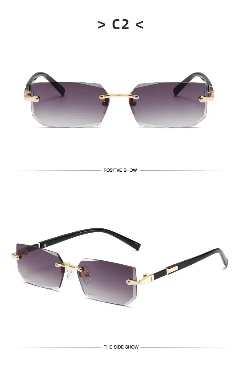 Rimless Square Sunglasses – Blue Light Protection – Elegant Men's Accessory | Accessorio Uomo Elegante