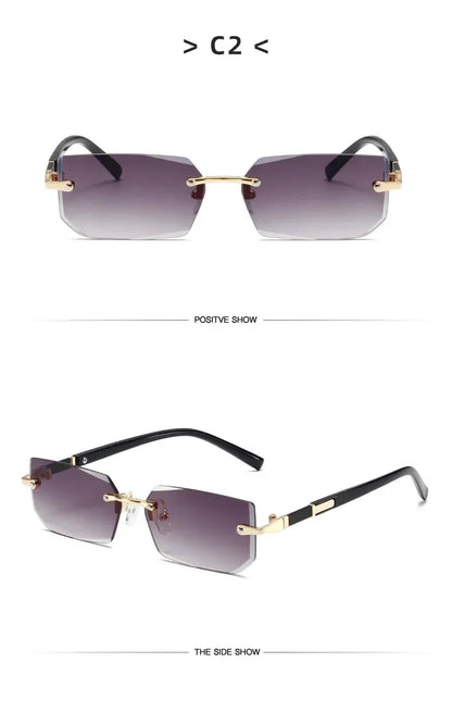 Rimless Square Sunglasses – Blue Light Protection – Elegant Men's Accessory | Accessorio Uomo Elegante