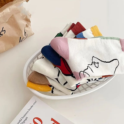 Abstract Print Mid Tube Socks – Trendy Unisex Graffiti Style