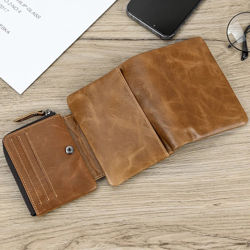Genuine Leather Short Wallet Men Soft Card Holder – Elegant Men's Accessory | Accessorio Uomo Elegante