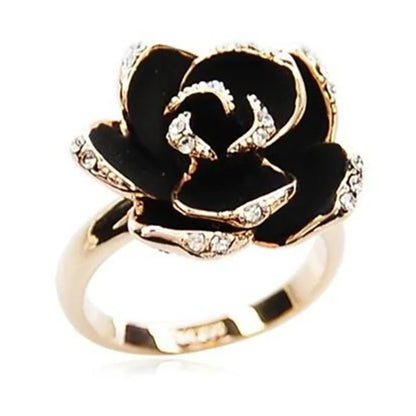 Black Rose Adjustable Flower Ring – Elegant Men's Accessory | Accessorio Uomo Elegante