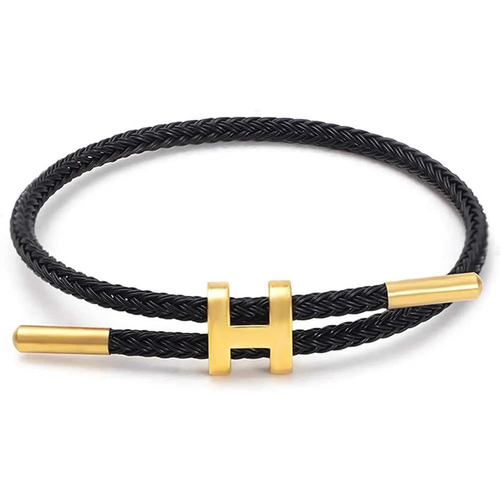 14K Gold-Plated Wire Rope Charm Bracelet – Elegant Men's Accessory | Accessorio Uomo Elegante